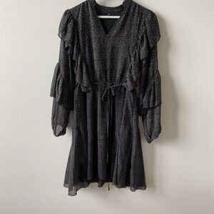Elegant Black Ruffle Dress Size XL